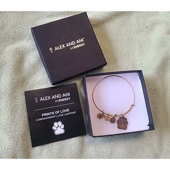 NEW Alex and Ani paw Prints Of Love gold expandable bracelet bangle 2015 ASPCA - Picture 6 of 6